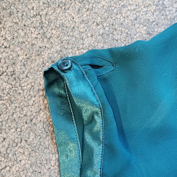 NWT NY Collection SS button-down blouse w/ tank top Size L Color turquoise - Picture 5 of 12